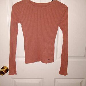 Hollister Juniors soft pink striped crew long sleeve tee